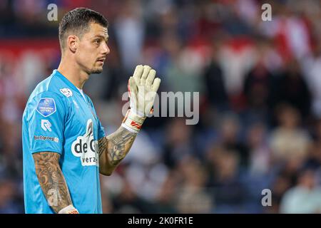 ROTTERDAM, PAYS-BAS - SEPTEMBRE 11 : le gardien de but Nick Olij de Sparta Rotterdam pendant le match néerlandais Eredivisie entre Feyenoord et Sparta Rotterdam au de Kuip on 11 septembre 2022 à Rotterdam, pays-Bas (photo de Herman Dingler/Orange Pictures) Banque D'Images
