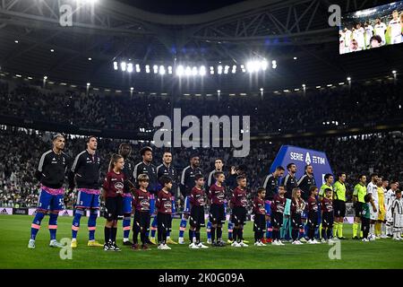 Foto Fabio Ferrari/Lapresse 11 Settembre 2022 - Torino, Italia - sport, calcio - Juventus vs Salernitana - Campionato italiano di calcio série A TIM 2022/2023 - Juventus Stadium. Nella foto:&#xf2;ine upSeptember 11, 2022 Turin, Italie - sport, calcio - Juventus vs Salernitana - Championnat italien de football Serie A 2022/2023 - Stade Juventus. Sur la photo : alignez Banque D'Images