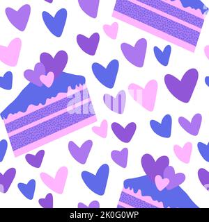 Motif gâteau d'anniversaire sans couture coeur de Saint-Valentin pour emballer papier et vêtements pour enfants imprimé et accessoires de fête, tissus et emballages. Condition élevée Banque D'Images