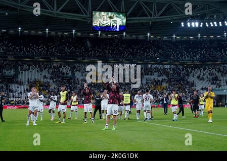 Turin, Italie. 11th septembre 2022. Les joueurs de Salerntana célèbrent pendant la série Un match entre Juventus et US Salerntana 1919 au stade de Juventus, Turin, Italie, le 11 septembre 2022. Credit: Giuseppe Maffia/Alay Live News Banque D'Images