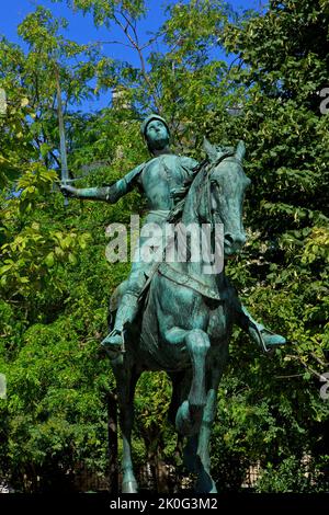 Statue équestre à Saint Jeanne d'Arc (1412-1431) à Reims (Marne), France Banque D'Images