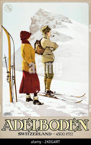 Carlo Pellegrini (1866-1937) ADELBODEN Schweiz, Suisse, Suisse - affiche de voyage Banque D'Images