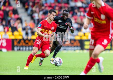 Farum, Danemark. 11th septembre 2022. Oliver Villadsen (23) du FC Midtjylland vu pendant le match Superliga de 3F entre le FC Nordsjaelland et le FC Midtjylland à droite de Dream Park à Farum. (Crédit photo : Gonzales photo/Alamy Live News Banque D'Images