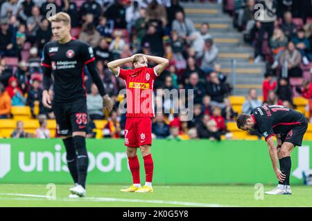 Farum, Danemark. 11th septembre 2022. Andreas Schjeldup (7) du FC Nordsjaelland vu lors du match Superliga de 3F entre le FC Nordsjaelland et le FC Midtjylland à droite de Dream Park à Farum. (Crédit photo : Gonzales photo/Alamy Live News Banque D'Images