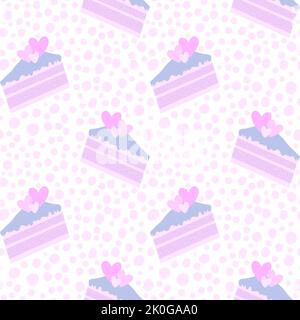 Motif gâteau d'anniversaire sans couture coeur de Saint-Valentin pour emballer papier et vêtements pour enfants imprimé et accessoires de fête, tissus et emballages. Condition élevée Banque D'Images