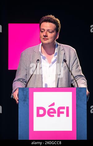 François de Smet de Defi photographié lors de la séance de clôture de l'université d'été du parti francophone defi (ex FDF), dimanche 11 septembre 2022 à Wavre. BELGA PHOTO HATIM KAGHAT Banque D'Images