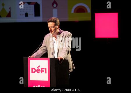 François de Smet de Defi photographié lors de la séance de clôture de l'université d'été du parti francophone defi (ex FDF), dimanche 11 septembre 2022 à Wavre. BELGA PHOTO HATIM KAGHAT Banque D'Images