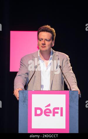 François de Smet de Defi photographié lors de la séance de clôture de l'université d'été du parti francophone defi (ex FDF), dimanche 11 septembre 2022 à Wavre. BELGA PHOTO HATIM KAGHAT Banque D'Images