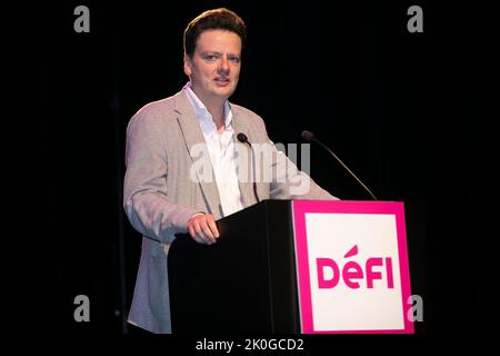 François de Smet de Defi photographié lors de la séance de clôture de l'université d'été du parti francophone defi (ex FDF), dimanche 11 septembre 2022 à Wavre. BELGA PHOTO HATIM KAGHAT Banque D'Images