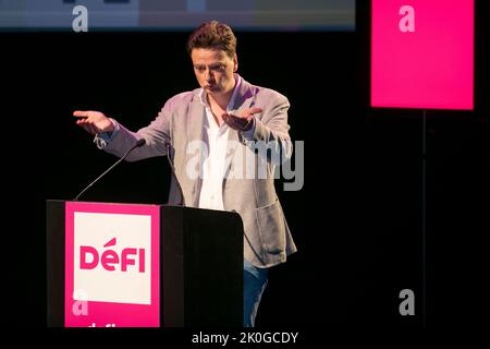 François de Smet de Defi photographié lors de la séance de clôture de l'université d'été du parti francophone defi (ex FDF), dimanche 11 septembre 2022 à Wavre. BELGA PHOTO HATIM KAGHAT Banque D'Images