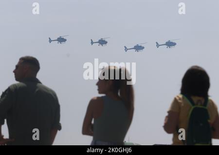 11 septembre 2022: 11 septembre 2022 (Torre del Mar, Malaga) VI Festival International de l'Air Torre del Mar 2022 les pilotes ont mis à la limite les machines qu'ils manipulent pendant les journées d'exposition. Des avions de chasse, des patrouilles acrobatiques, des avions historiques et les derniers modèles dotés de la technologie aérospatiale la plus avancée sont présents à ce festival aérien. (Credit image: © Lorenzo Carnero/ZUMA Press Wire) Banque D'Images