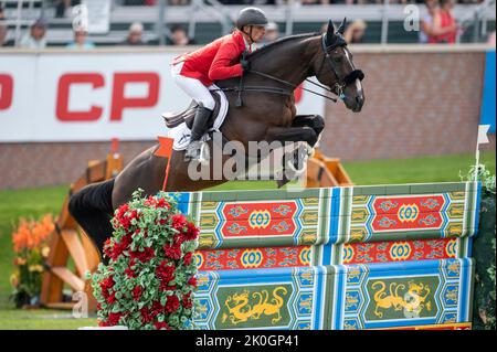 Calgary (Alberta), Canada, le 11 septembre 2022. Pie Schwizer (SUI), circonscription de Vancouver de Lanlore, CSIO Spruce Meadows Masters, - Grand Prix du CP Banque D'Images