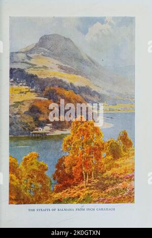 Le détroit de Balmaha de Inch Cailleach peinture par E. W. Haslehust, du livre ' Loch Lomond, Loch Katrine et les Trossachs ' par Eyre-Todd, George, 1862-1937 Date de publication 1900 Editeur Londres : Blackie Banque D'Images