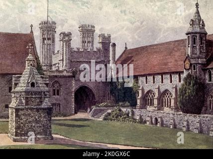 Le Quadrangle, St Augustine College Canterbury. Peint par W. Biscombe Gardner 1907 Banque D'Images