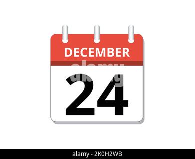 Décembre, 24th calendrier icône vecteur, concept de calendrier, affaires et tâches. Illustration vectorielle Illustration de Vecteur
