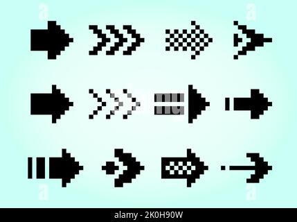 Pixels de collection de flèches. Illustration vectorielle des ressources de jeu 8 bits. Illustration de Vecteur