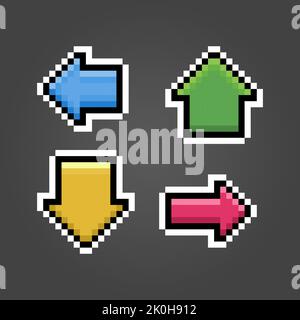 Pixels de collection de flèches. Illustration vectorielle des ressources de jeu 8 bits. Illustration de Vecteur