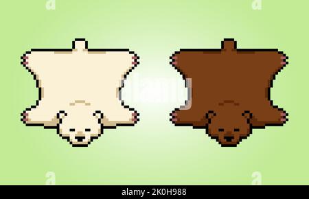 8 bit pixel un tapis d'ours. Animaux pour les ressources de jeu et les motifs de point de croix dans les illustrations vectorielles. Illustration de Vecteur