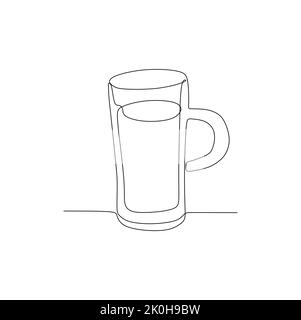 Un verre d'eau. Illustration vectorielle de mise en plan continue à une ligne. Design simple dessiné à la main pour le concept de la nourriture et des boissons Illustration de Vecteur