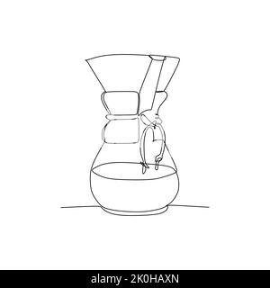 Classic – cafetière Chemex V60 en verre avec poignée en bois verser sur une cafetière expresso bouilloire pour café Barista Tools Illustration de Vecteur