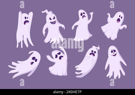 collection d'illustrations vectorielles halloween fantômes Illustration de Vecteur