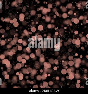 Illustration d'un arrière-plan abstrait de points lumineux et de cercles flous comme le bokeh spot des particules de bulles avec des lignes de connexion sur un fond noir Banque D'Images