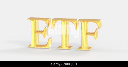 fonds négociés en bourse - acronyme en lettres d'or isolées sur fond blanc Banque D'Images
