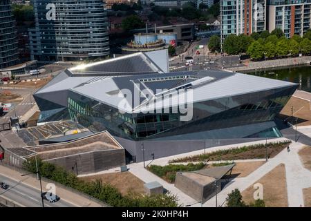 Vue aérienne de l'hôtel de ville, anciennement connu sous le nom de Crystal, Newham, Londres, Royaume-Uni Banque D'Images