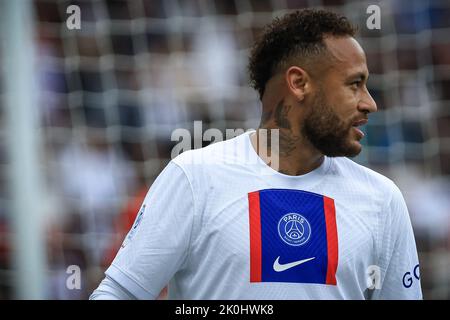 Neymar JR de Paris Saint-Germain lors du match de football français L1 entre Paris-Saint Germain (PSG) et Stade Brestois (Brest) au Parc des Princes à Paris, en France, sur 10 septembre 2022. Photo par Aurelien Morissard/ABACAPRESS.COM Banque D'Images