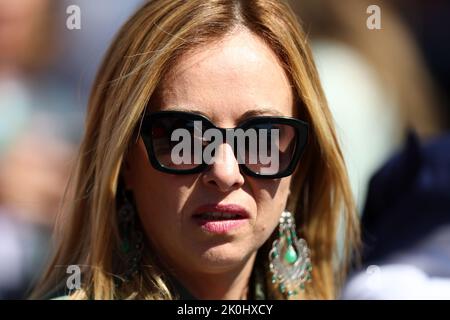 Monza, Italie. 11th septembre 2022. Chef du parti politique Fratelli d'Italia Giorgia Meloni dans le paddock avant le Grand Prix d'Italie F1, crédit: Marco Canoniero/Alay Live News Banque D'Images