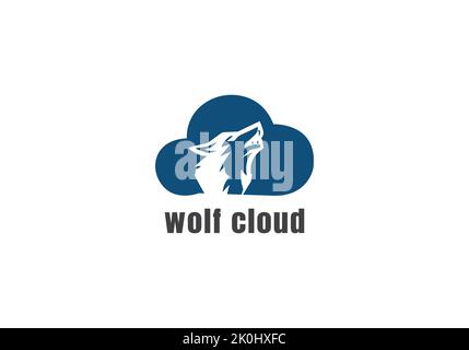 Modèle de conception du logo WOLF Cloud Vector Illustration de Vecteur