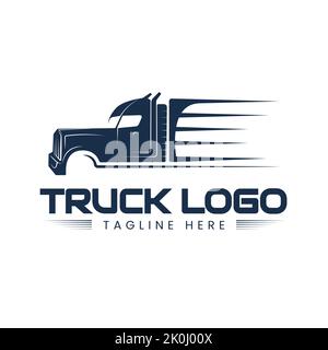 Illustration de la silhouette de la vue latérale du logo semi Truck Illustration de Vecteur