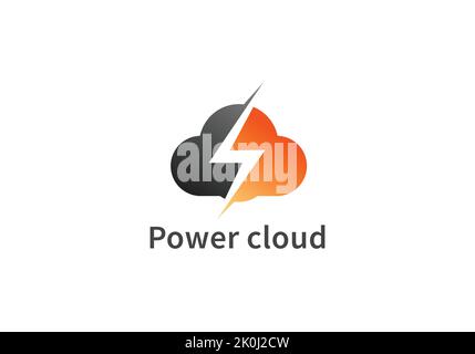 Cloud computing avec logo Flash orthbolt modèle vectoriel. Fast speed Power Cloud Storage solutions logo concept icône. Illustration de Vecteur