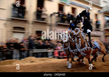 Exposition Pariglie Sartiglia, fête, Oristano, Sardaigne, Italie Banque D'Images