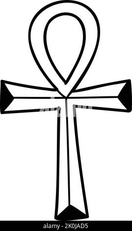 Symbole ankh dessiné à la main illustration du mot égyptien isolée sur fond Illustration de Vecteur