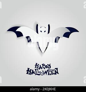 Carte de visite, publicité ou bannière pour les réseaux sociaux d'une chauve-souris pour féliciter Halloween sur le papier découpé. Joyeux Halloween Illustration de Vecteur