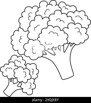 Brocoli page de coloriage isolée de légumes pour les enfants Illustration de Vecteur