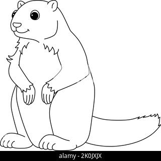 Marmot Animal Isolated coloriage page pour enfants Illustration de Vecteur