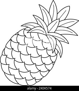 Page de coloriage isolée aux fruits d'ananas pour les enfants Illustration de Vecteur