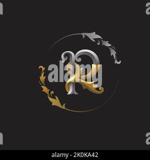 Lettre R décorative vintage avec cadre fleuri Illustration de Vecteur