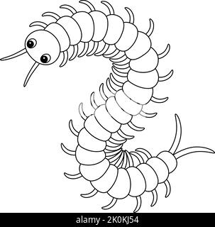 Page de coloriage isolée pour animaux de Centipede pour enfants Illustration de Vecteur