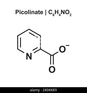 Structure chimique du picolinate (C6H4NO2). Illustration vectorielle. Illustration de Vecteur