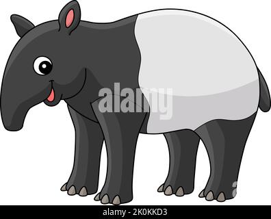 Dessin animé de couleur de dessin animé de motif animal de tapir Illustration de Vecteur