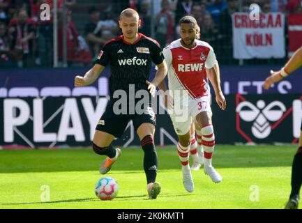 RheinEnergie Stadion Cologne Allemagne, 11,9.2022, football: Saison Bundesliga 2022/23, match 6, 1.FC Koeln (KOE) contre FC Union Berlin (FCU) — Julian Ryerson (FCU) Banque D'Images