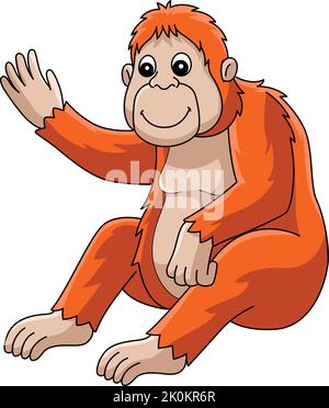 Orangutan Animal Cartoon couleur Clipart Illustration de Vecteur