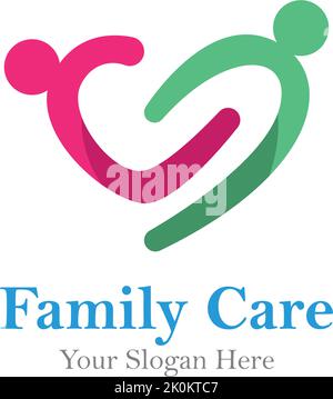 Logo Family Care. Modèle de logo de la famille Love Illustration de Vecteur