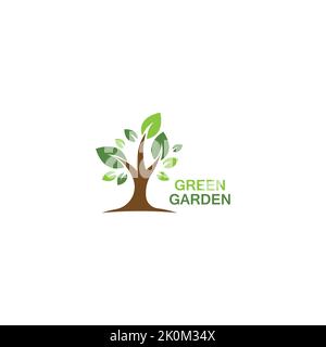 Vert jardin vert feuille écologie logo conception vectorielle Illustration de Vecteur