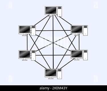 topologie de vecteur de réseau, dans le concept de technologie de réseau informatique Banque D'Images