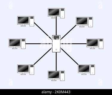 topologie de vecteur de réseau, dans le concept de technologie de réseau informatique Banque D'Images