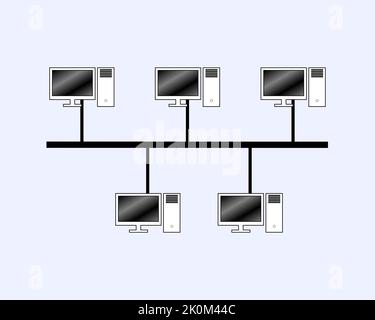 topologie de vecteur de réseau, dans le concept de technologie de réseau informatique Banque D'Images